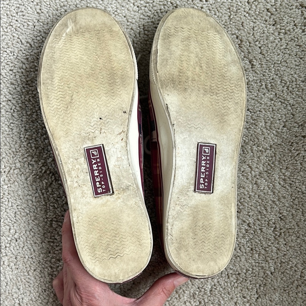 Sperry Top-Sider Madras Plaid Boat Shoes, 8 - Picture 4 of 5